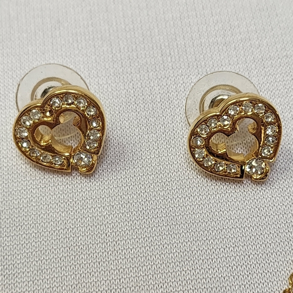 Disney Mickey Mouse Golden and White Crystal Heart Necklace and Earrings - Picture 4 of 16